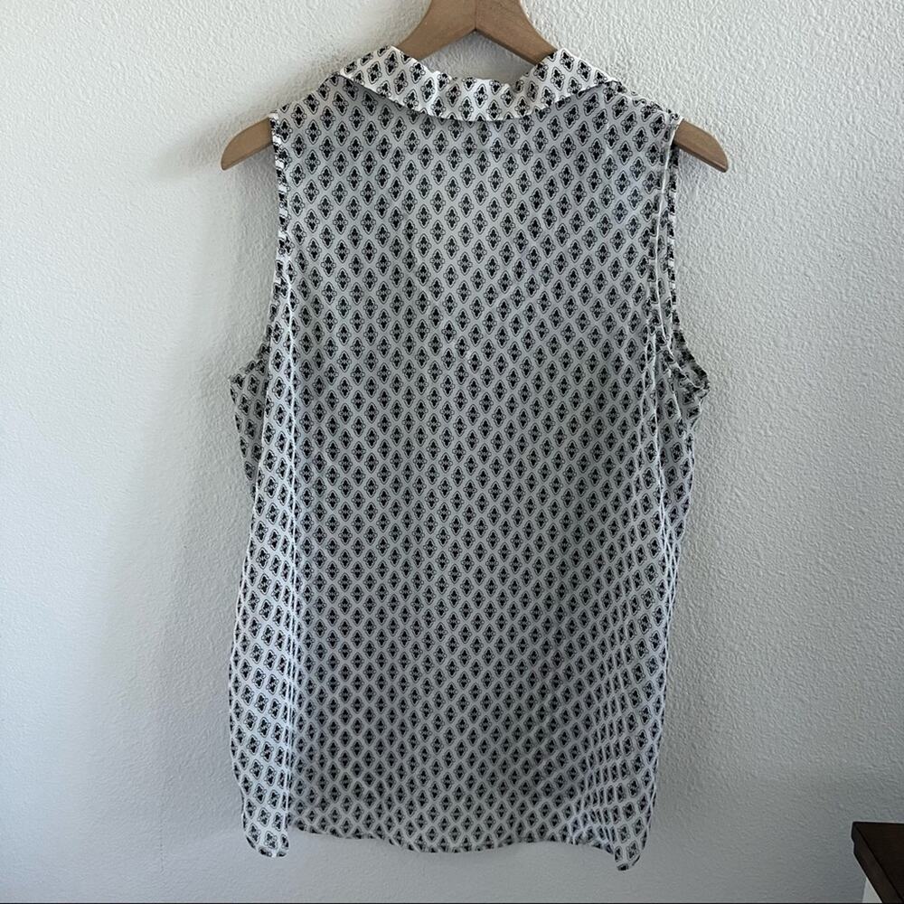 Pleione Long Line Geometric Artsy Semi Sheer Collar Top Blouse Shirt XL - Picture 4 of 8
